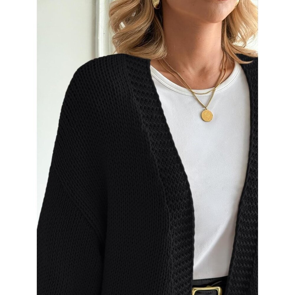 Women Oversized Knit Cardigan Sweater Open Front Long Sleeve Casual - Picture 5 of 6